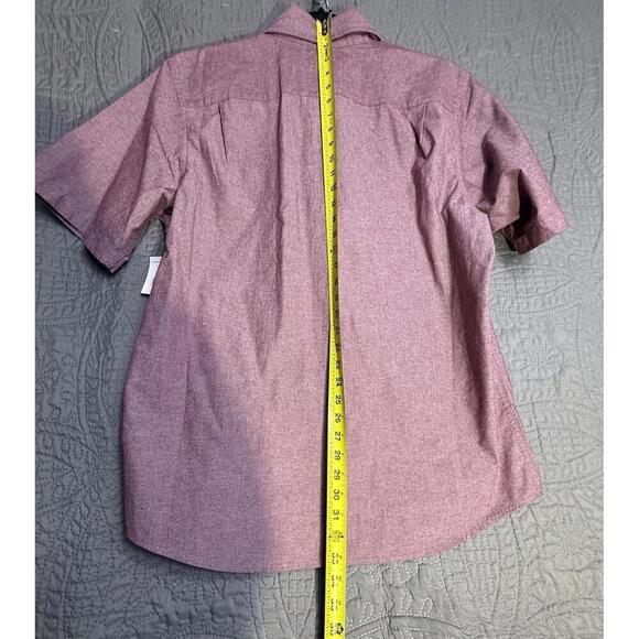 Wrangler Shirt Men Large L Short Sleeve Button Front Oxford NWT Cranberry Red - Picture 6 of 9